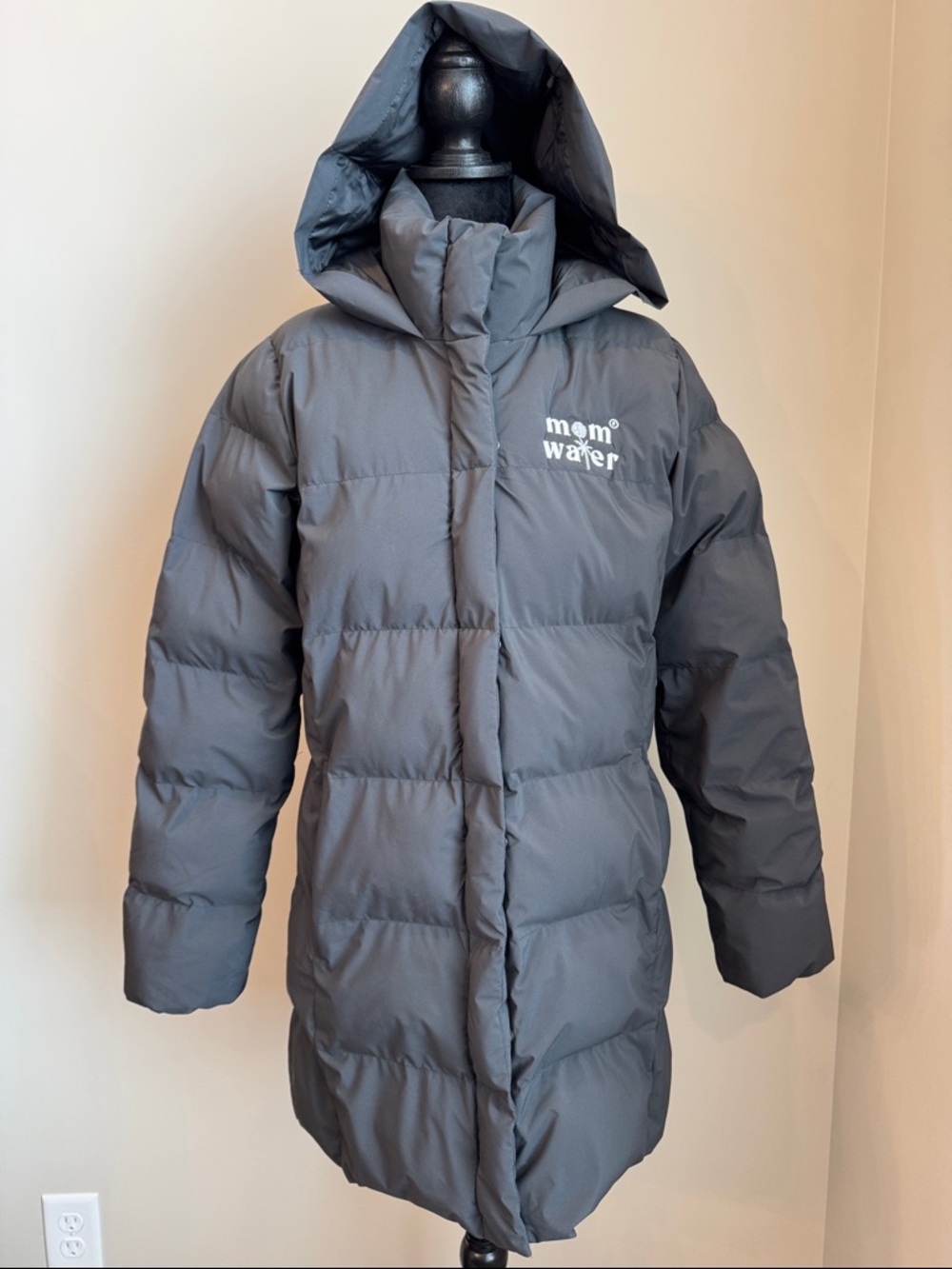 Mercer + Mettle Women’s Puffy Parka Puffer Coat Black Water Resistant Long sz M